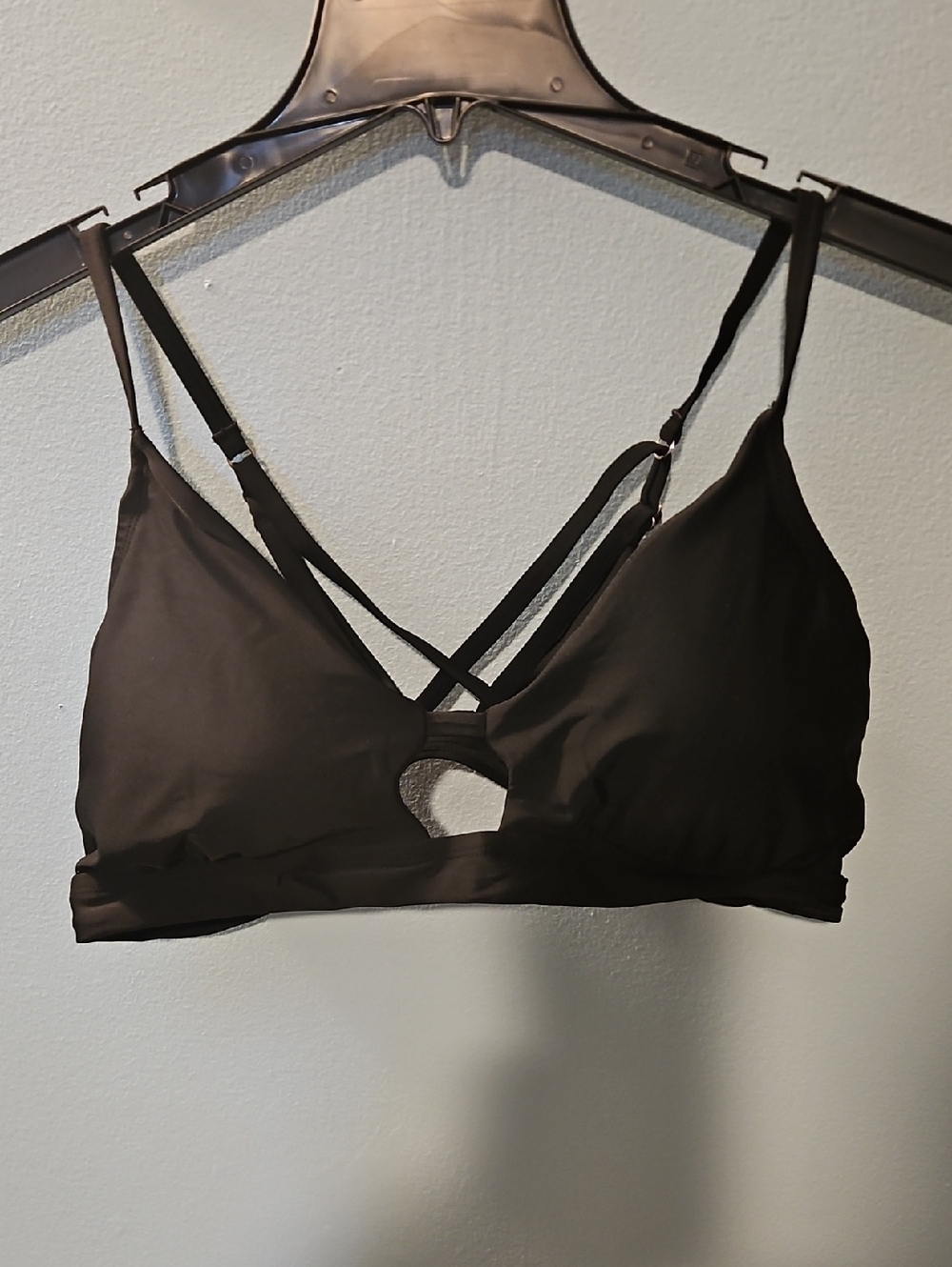 Time And Tru Black Strappy Women's Swim Top
